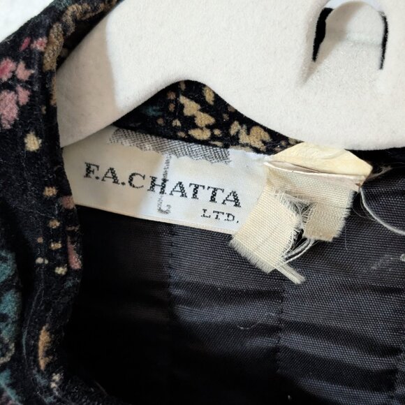 Vtg 70s Velvet Floral Jacket Dark Academia Boho Artsy Coat Botanical Witch - Picture 5 of 7